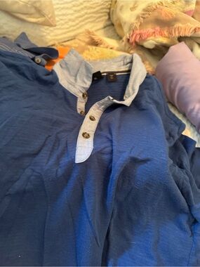 Men's Blue Henley Polo Shirt with Contrast Collar xl like new